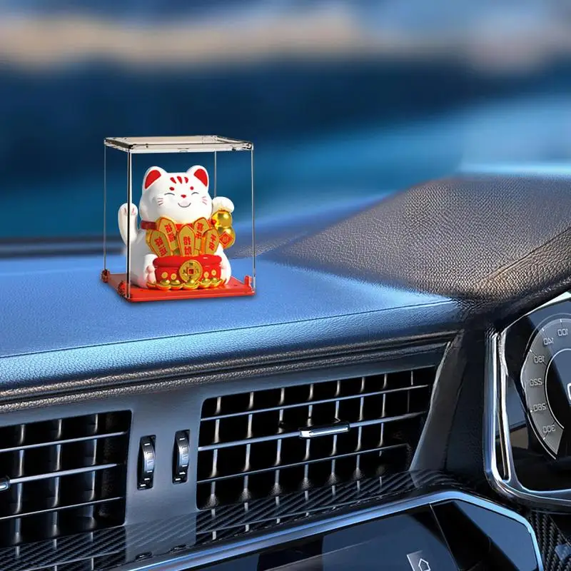 Car Solar Cat Lucky Cat Car Statue Welcoming Cats Festive Exquisite Chinese Lucky Cat Decorations For Offices Living Room