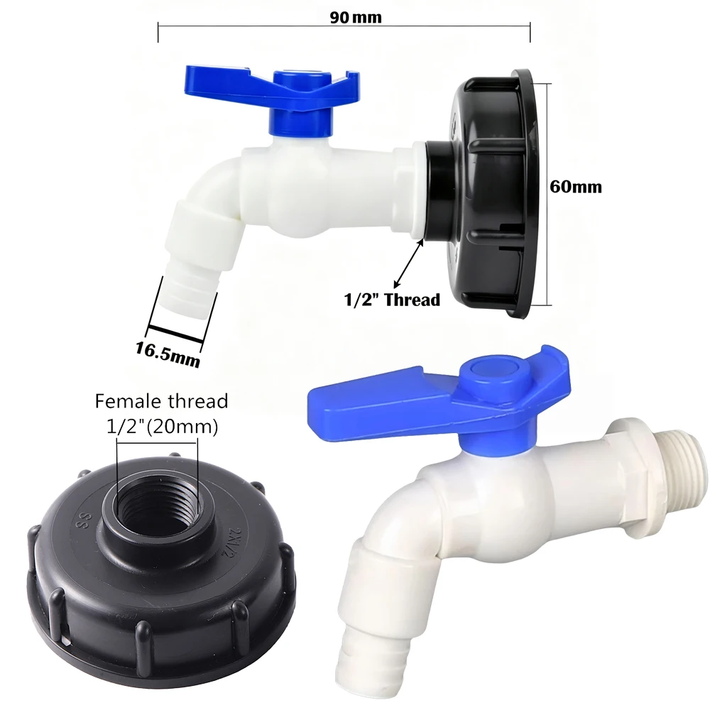 S60 Female Thread IBC Tank Adapter Faucet 1/2 3/4