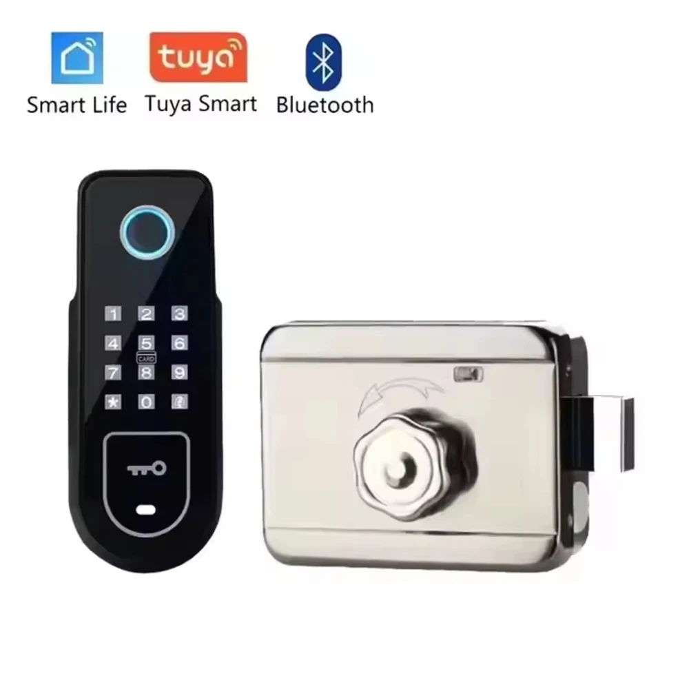 Door Lock Fingerprint Remote Control Lock Keyless Door Lock Hide Key Digital Keypad 13.56MHZ MF Card Reader Easy Install