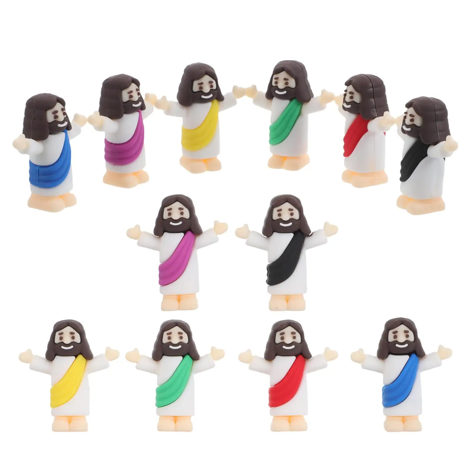 

12 Pcs Mini Jesus Statue Small Resin Figures Terrarium Ornaments Plant Fairy Garden Accessories Cartoon Tiny Figurines