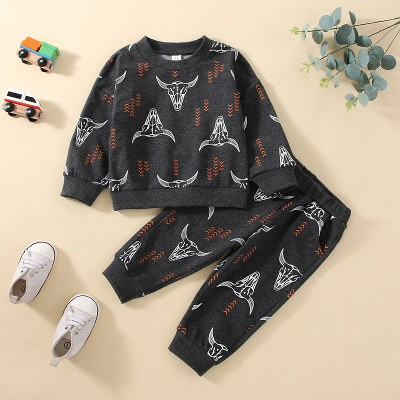 Kids Clothing Set Cute Animal Print Top with Coordinating Bottoms Long Sleeve Crew Neck Pullover and Matching Trousers image 5