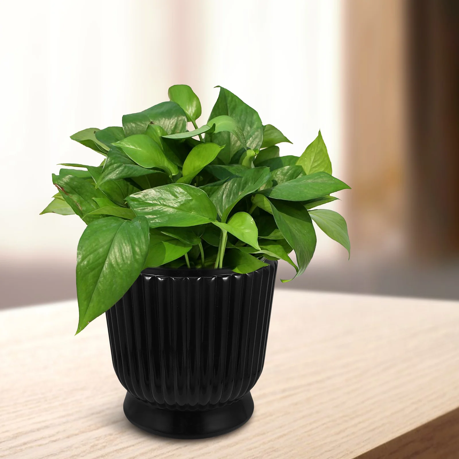 

Clear Self-Watering Hydroponic Flower Pot Transparent Faux Glass Planter Large Mouth Stable Base for Indoor Office Succulents