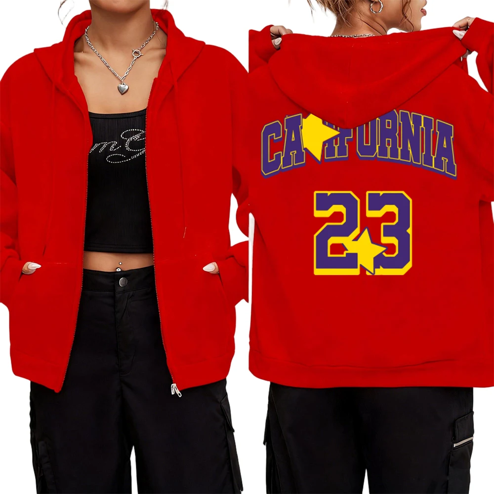 كاليفورنيا ستار 23 الطباعة المرأة سستة معاطف الشتاء الصوف جيب هوديس الدافئة مقنعين ملابس خارجية الحرارية طويلة الأكمام الملابس #1