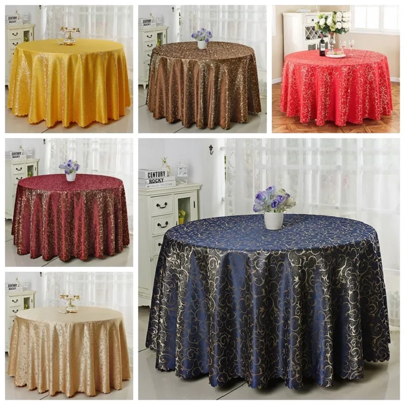 Wedding Decoration Table Cloth, Round Cover, Jacquard Damask Pattern, Hotel, Birthday Party, Banquet, Luxury Fashion