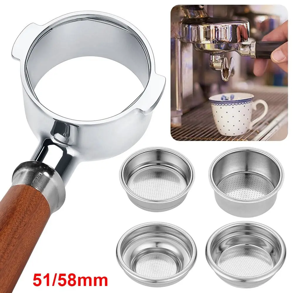 1Pcs 1Cup 2Cup Coffee Filter Basket 51/58mm Single Layer Clean Basket Pressure 304 Stainless Steel Coffee Machine Filter