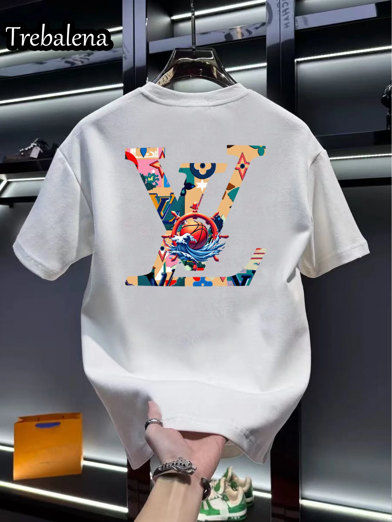 

Plus Size Men's Printed T-shirt Colorful Graphic Print Short Sleeve Tee for Men Trendy Casual T Shirt