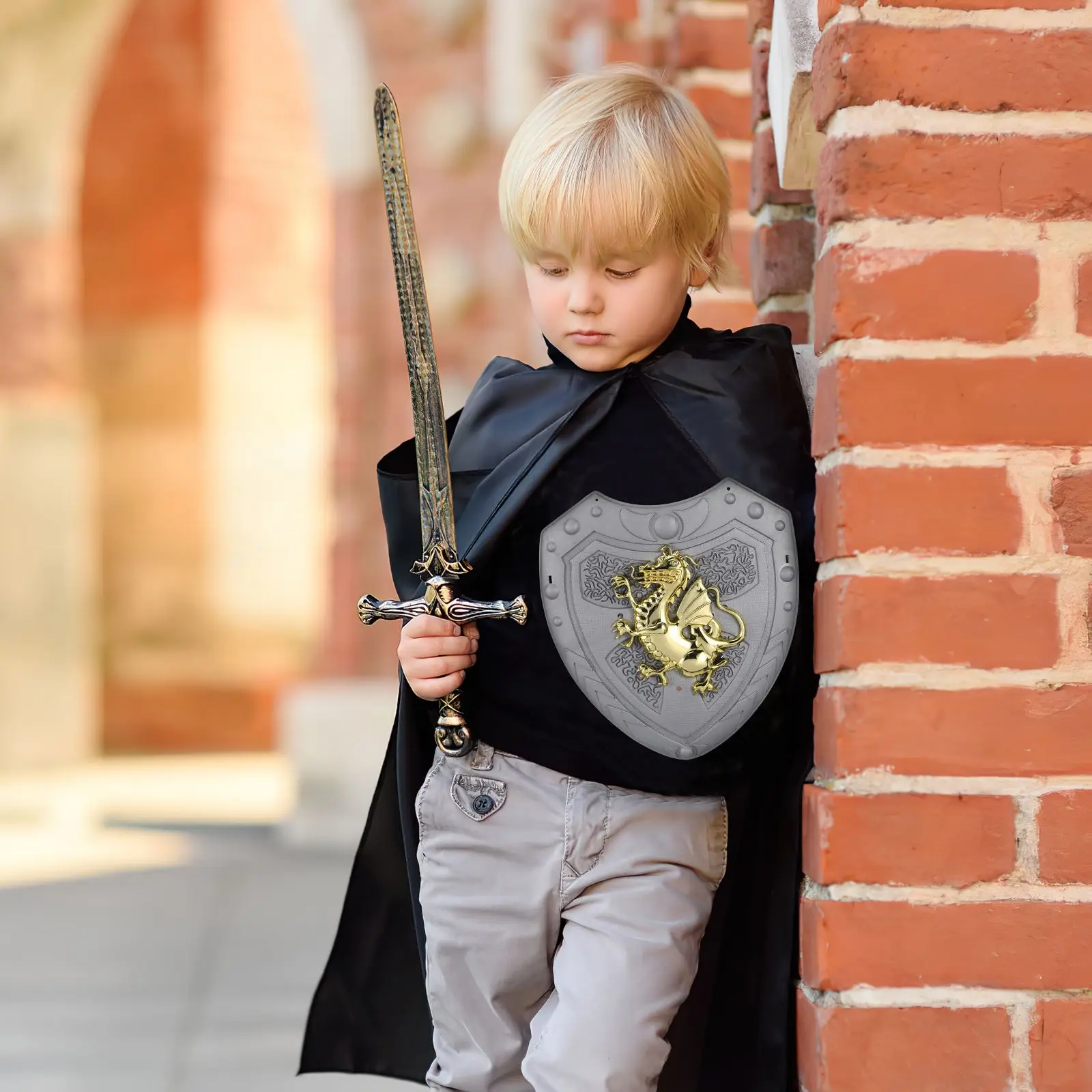 Children Knight Shield Warrior Dragon shaped Pretend Play Shield Performance Stage Costume Cosplay Prop Shield Toy 2025 NEW