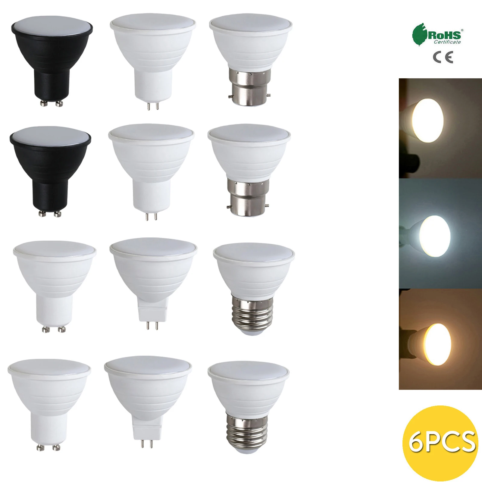 

6PCS Led Cob Spotlight Bulbs 7W Ac 110V 220V Hot Dimmable For Chandelier Home Office Bedroom Lighting Kitchen Fixture Spotlights