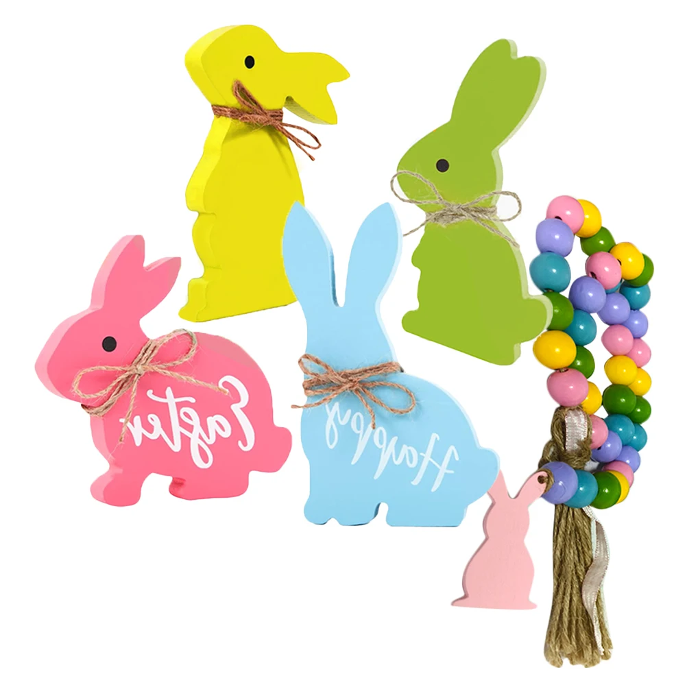 

Wooden Easter Rabbit Decor 3D Wood Bunny Cutouts for Crafts Kids Toys Smooth Surface Design Easter Supplies
