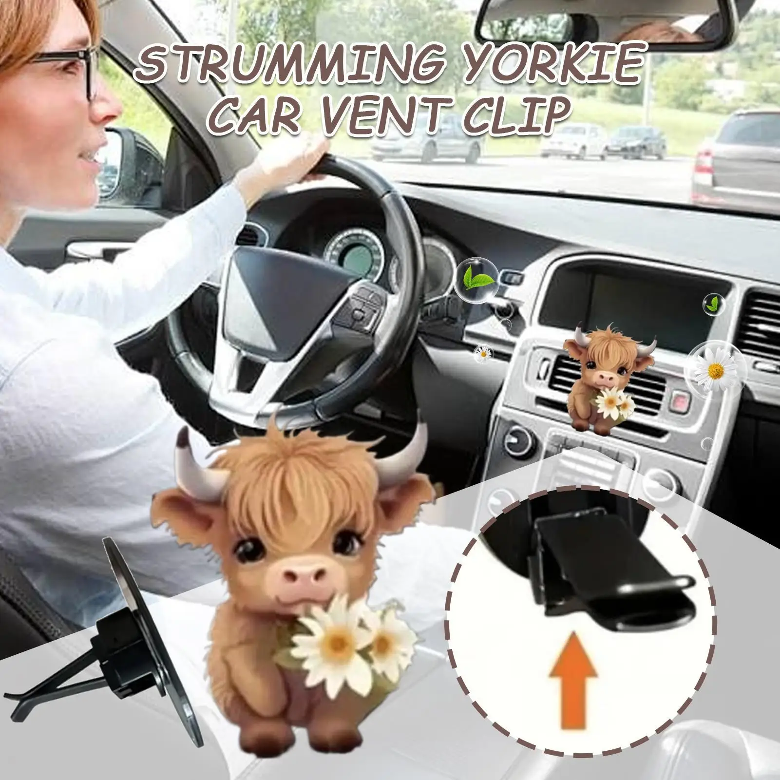 Vent Clips Air Freshener Car Scents Air Freshener Vent Clip 2D Acrylic Cute Highland Cow Shape Perfume Aromatherapy Diffuser For