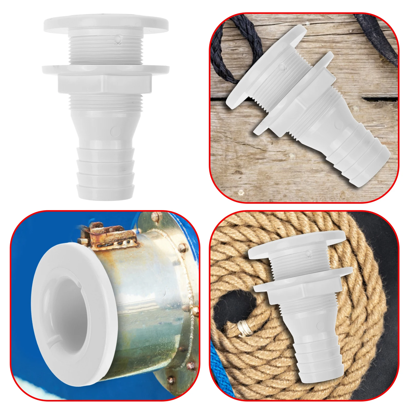 

Drain Valve 1 1 4 Inch Thru Fitting Marine Boat RV Parts White Plastic Connector Overflow Tube Yacht Drain System