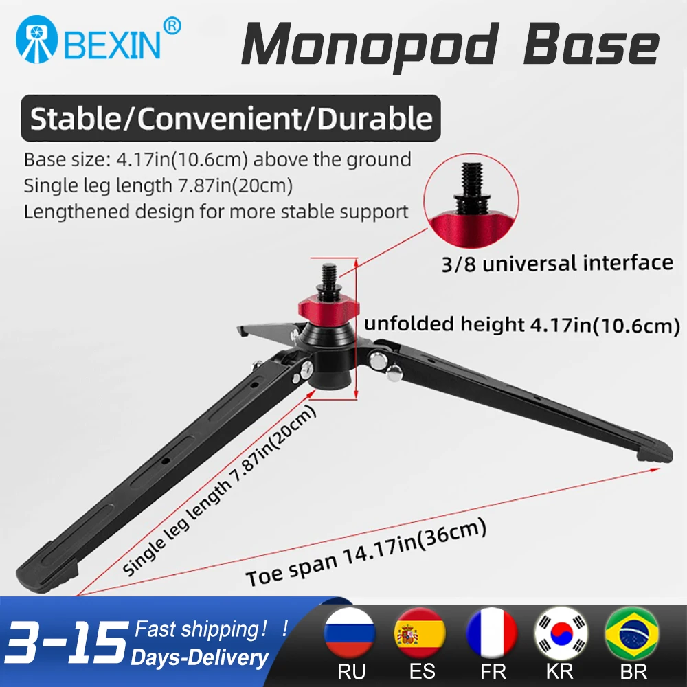 Uchwyt statywu, uchwyt do aparatu SLR, mini statyw biurkowy do fotografii, podstawa statywu z adapterem 3/8 cala, monopod, uchwyt ze stopu aluminium.