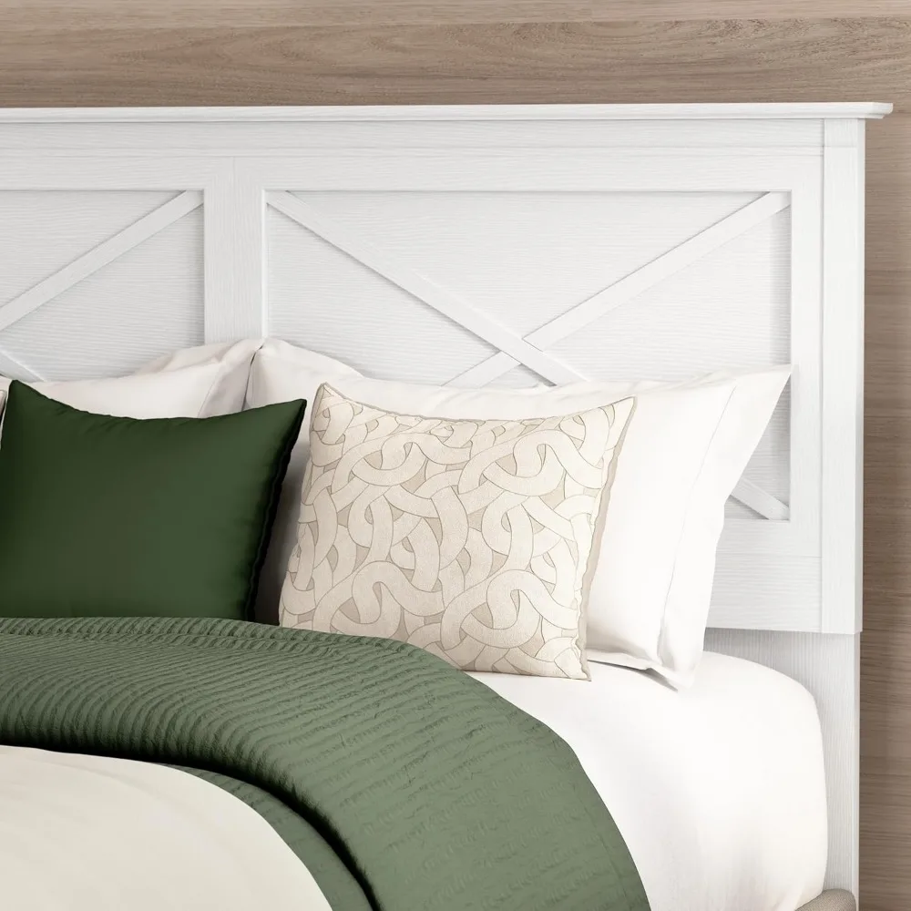 บุชโฮม หัวเตียงขนาด 65 นิ้ว แบบเต็ม/ควีนไซส์, เฟอร์นิเจอร์ห้องนอน, คอลเลกชันคีย์เวสต์, ไม้โอ๊คสีขาวบริสุทธิ์