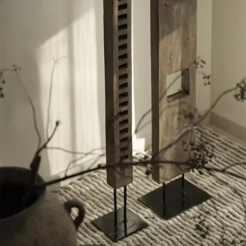 الأثاث تصميم حديث وبسيط لتزيين المنزل، ديكور معدني من خشب الجوز لغرفة المعيشة، فن الأرضية الدائمة #4