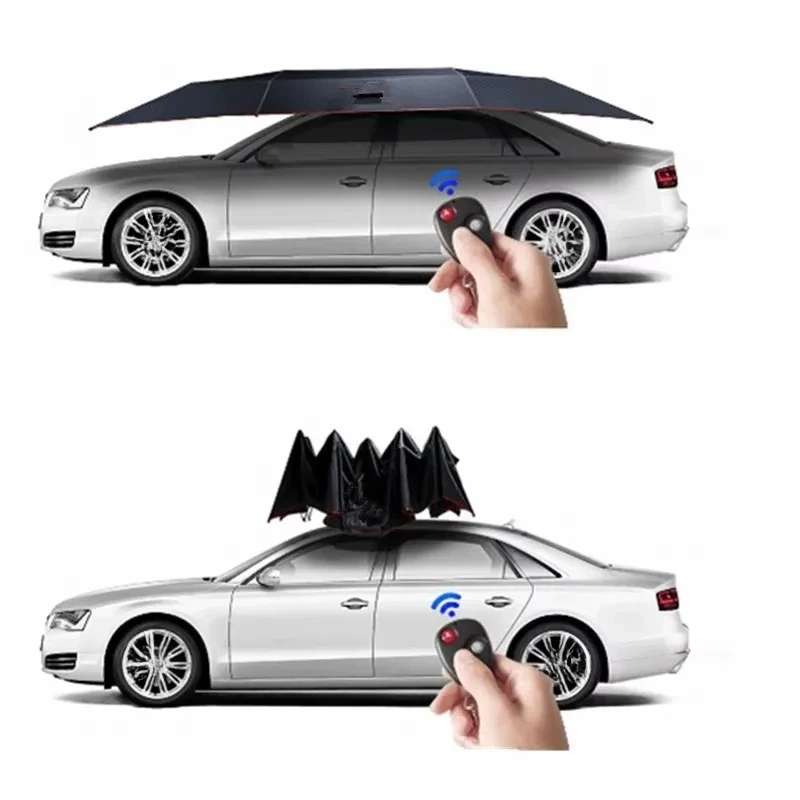 Fully Automatic Black Folded Portable Automobile Protection Car Umbrella Sunproof Car Canopy Cover