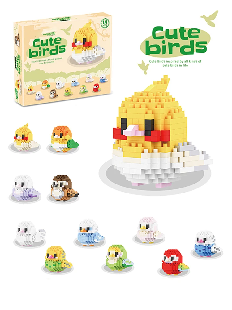 Moe Bird Serie Bouwstenen Model Cartoon Leuke Papegaaien Mussen Dier Montage Bricks Woondecoratie Speelgoed Cadeau Voor Kind Meisje - afbeelding 2