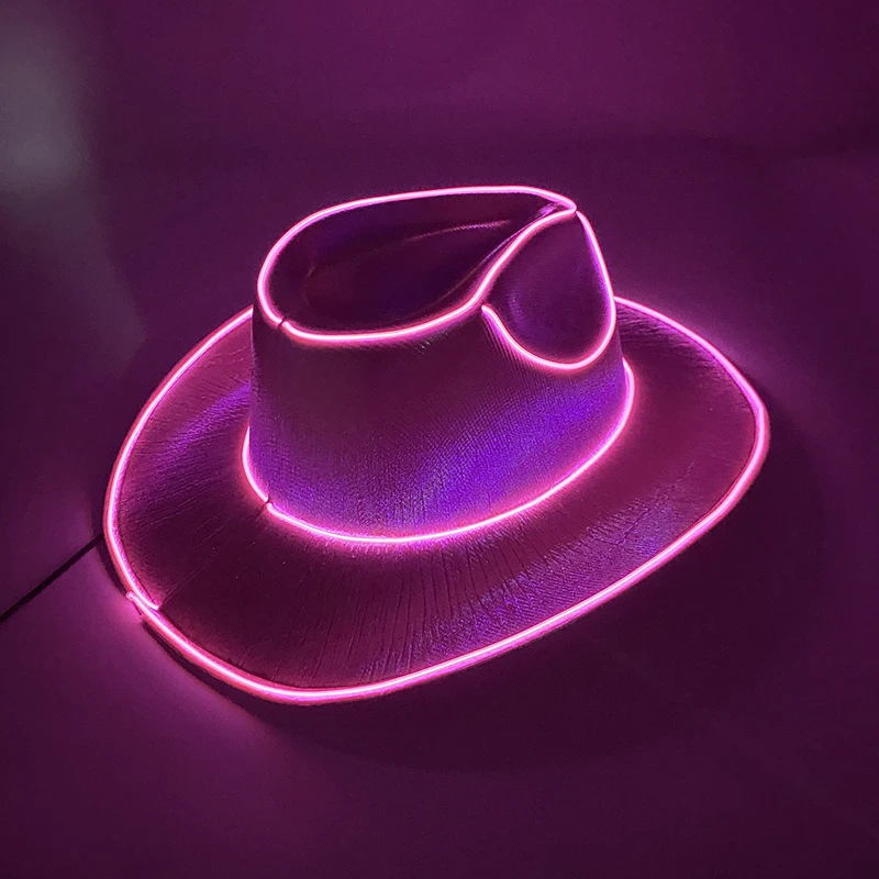 Wholesale LED Hat Travel Beach Masquerade Concert Neon Rave Gangster Accessory Western LED Cowboy Hat Blinky Lights Cowgirl Hat