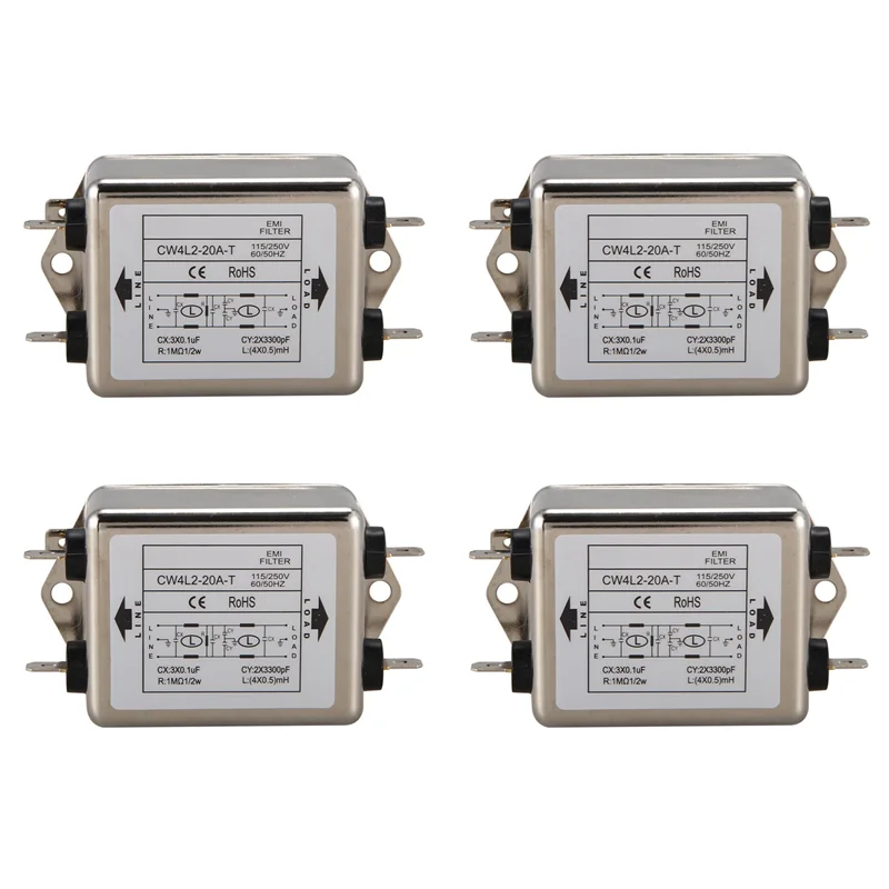 

AB13-4X Power EMI Filter CW4L2-20A-T Single Phase AC 115V / 250V 20A 50/60HZ
