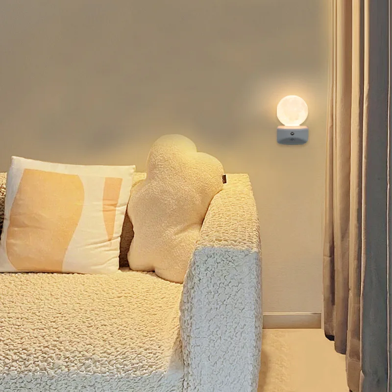 

Трехцветный диммируемый магнитный креативный ночник - настенный светильник в форме луны для создания атмосферы в спальне, с умным диммированием, беспроводная установка