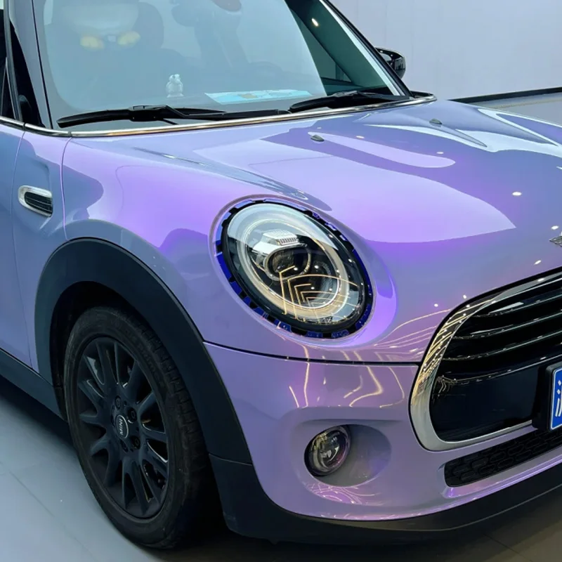 Candy Glossy Chameleon Vinyl Wrap Film Grey to Purple Color Change Self Adhesive Decal Automotive Car Wrapping Foil