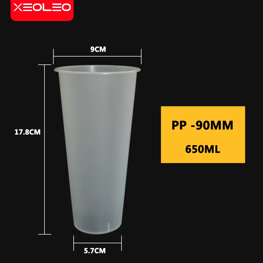 XEOLEO 500pcs Bubble tea cup ɸ90mm Mouth diameter 500ml/700ml Frosted Cup without lid Opaque cup for Cold drink/Milk tea