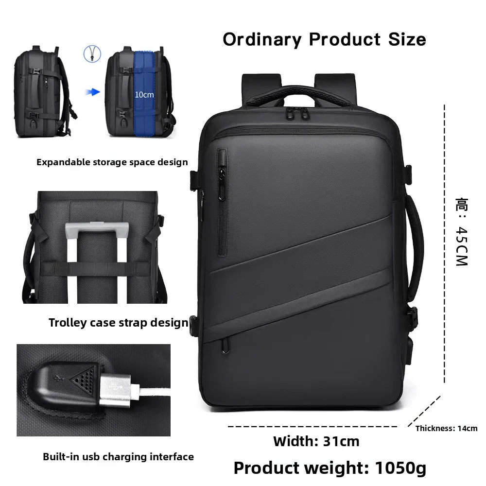 Expansion Backpack Men's New Business Leisure Travel Bag High Sense Large Capacity Computer Backpack