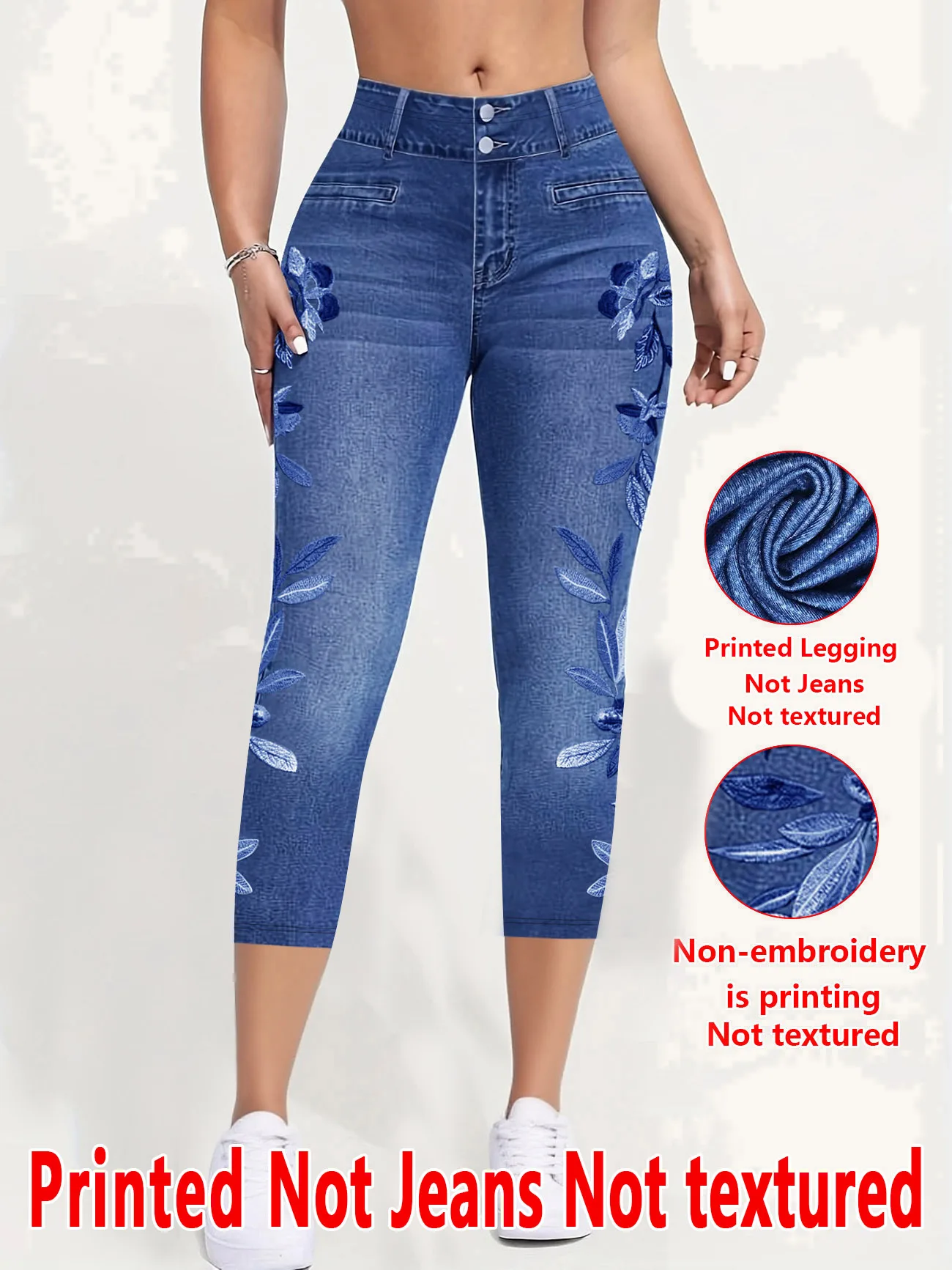 

8231[Printed Leggings - Not Denim Fabric]Printed Legging - Not Denim Fabric Women'S Slim Fit 7/8 Pants Denim Print Fashion