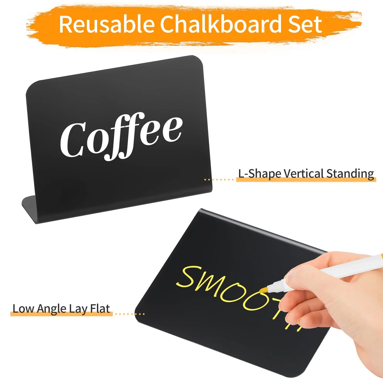 29- عبوة (20 قطعة من سبورة السبورة الصغيرة + 7 علامات + 2 قطعة قماش للتنظيف) مجموعة لافتات سبورة صغيرة، ملصقات سبورة لسطح الطاولة قابلة لإعادة الاستخدام