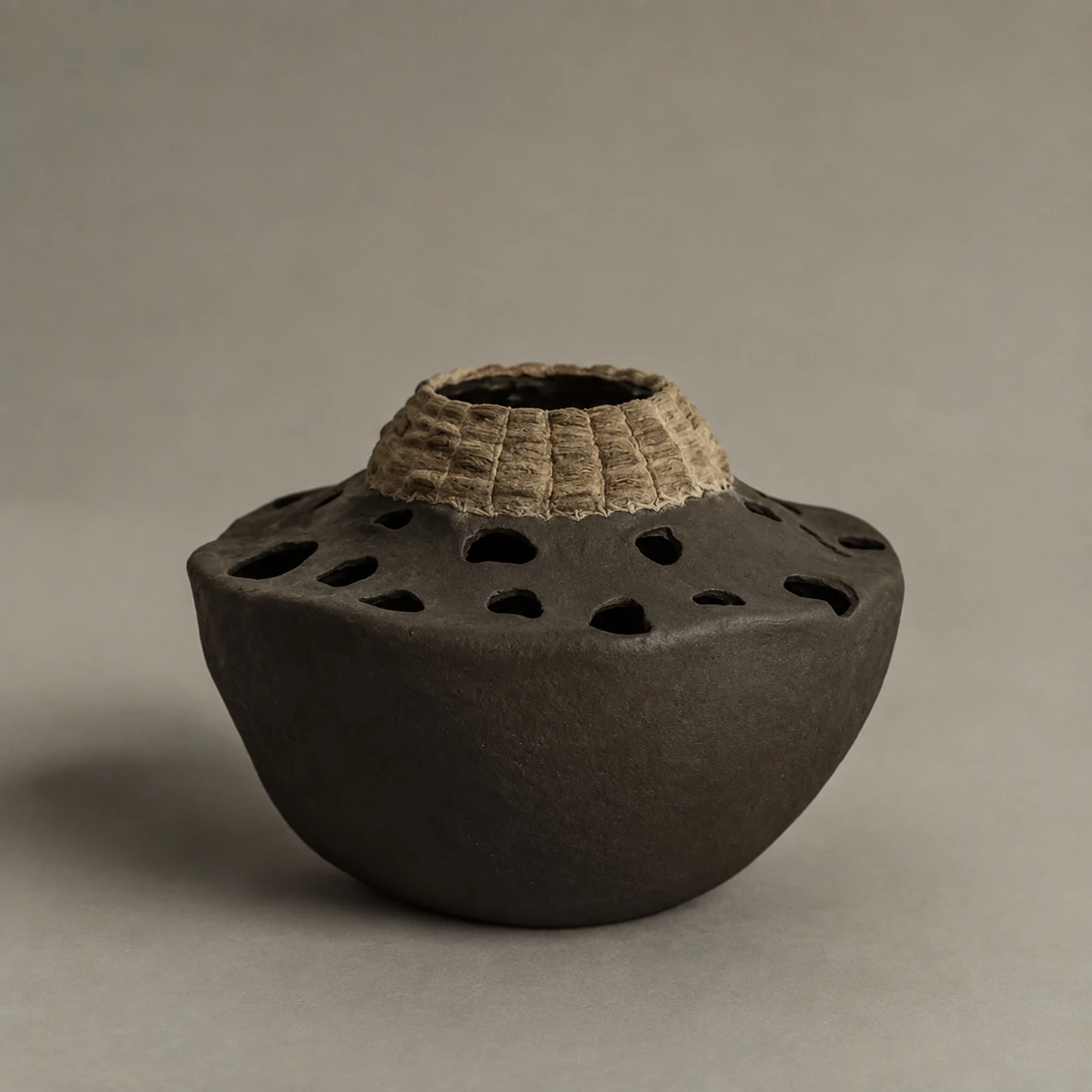 Textured Handmade-Style Vase Rustic Round Textured Vase Long-Lasting for Living Room, Hospitality Areas