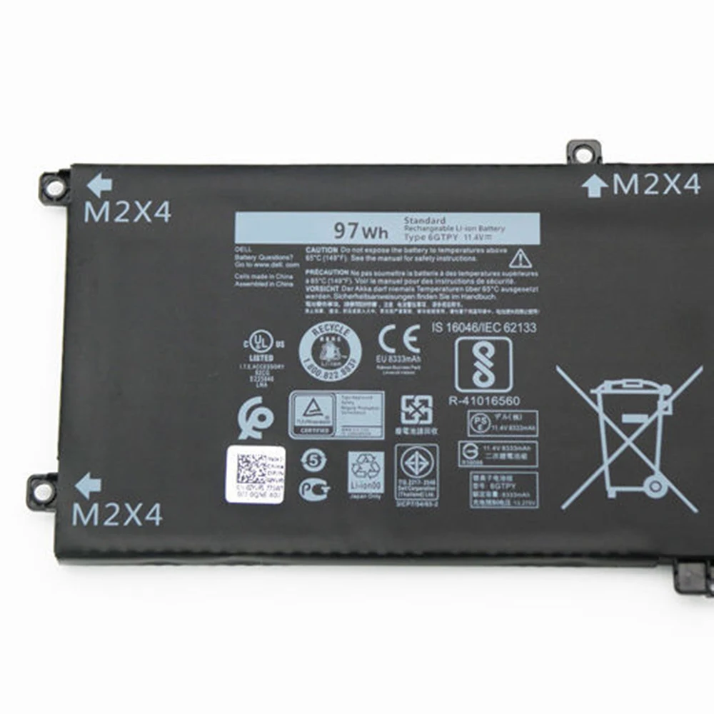 New Genuine Original 6GTPY 11.4V 97Wh Laptop Battery for Dell XPS 15 9570 9560 9550 7590 Precsion 5530 5520 5510