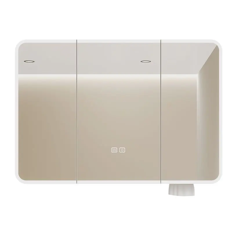 LED Bathroom Mirror Cabinet Aluminum Rounded Smart Storage Makeup Shelf Tissue Slot Touch Sensor Anti Fog Bathroom Mirror view 6