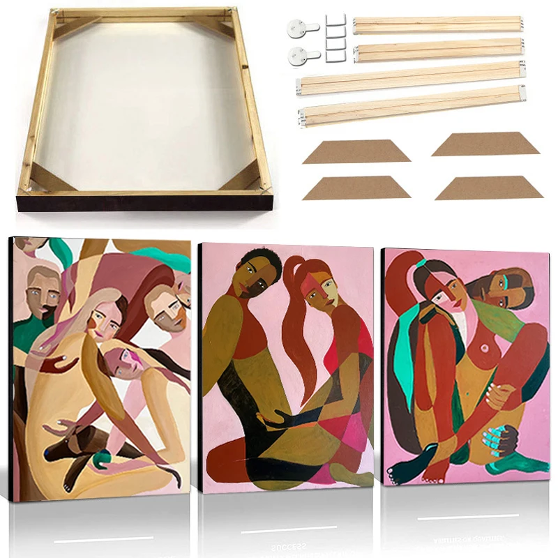 

Colorful Woman Yoga Couple Wall Art Canvas Painting with Frame Gymnast Hand Made Poster Prints Modern Abstract Figure Picture