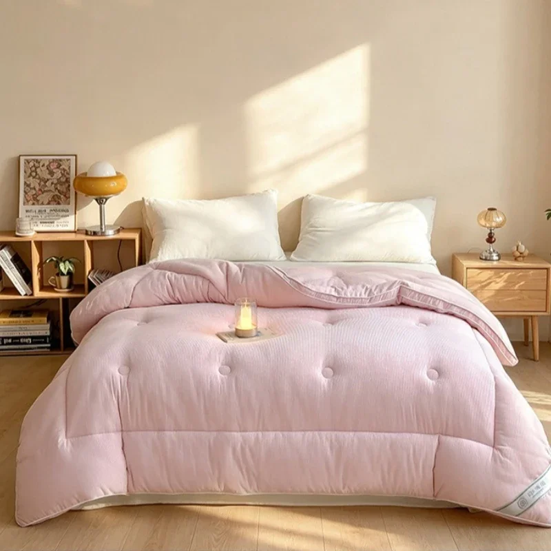 Solid Color Winter Warm Cotton Quilt Core Spring Autumn Thicken Fluffy Soft Quilted Duvet Core Soft Warm Skin Friendly Duvets
