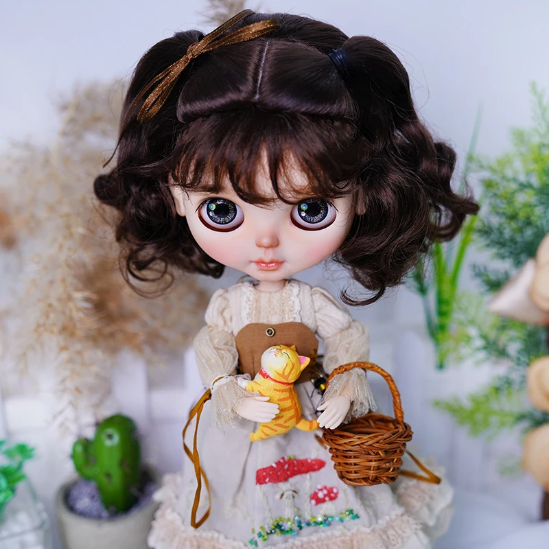 Small cloth wig milk silk small cloth blyth wig super soft silk double ponytail wool curly hair (three colors)