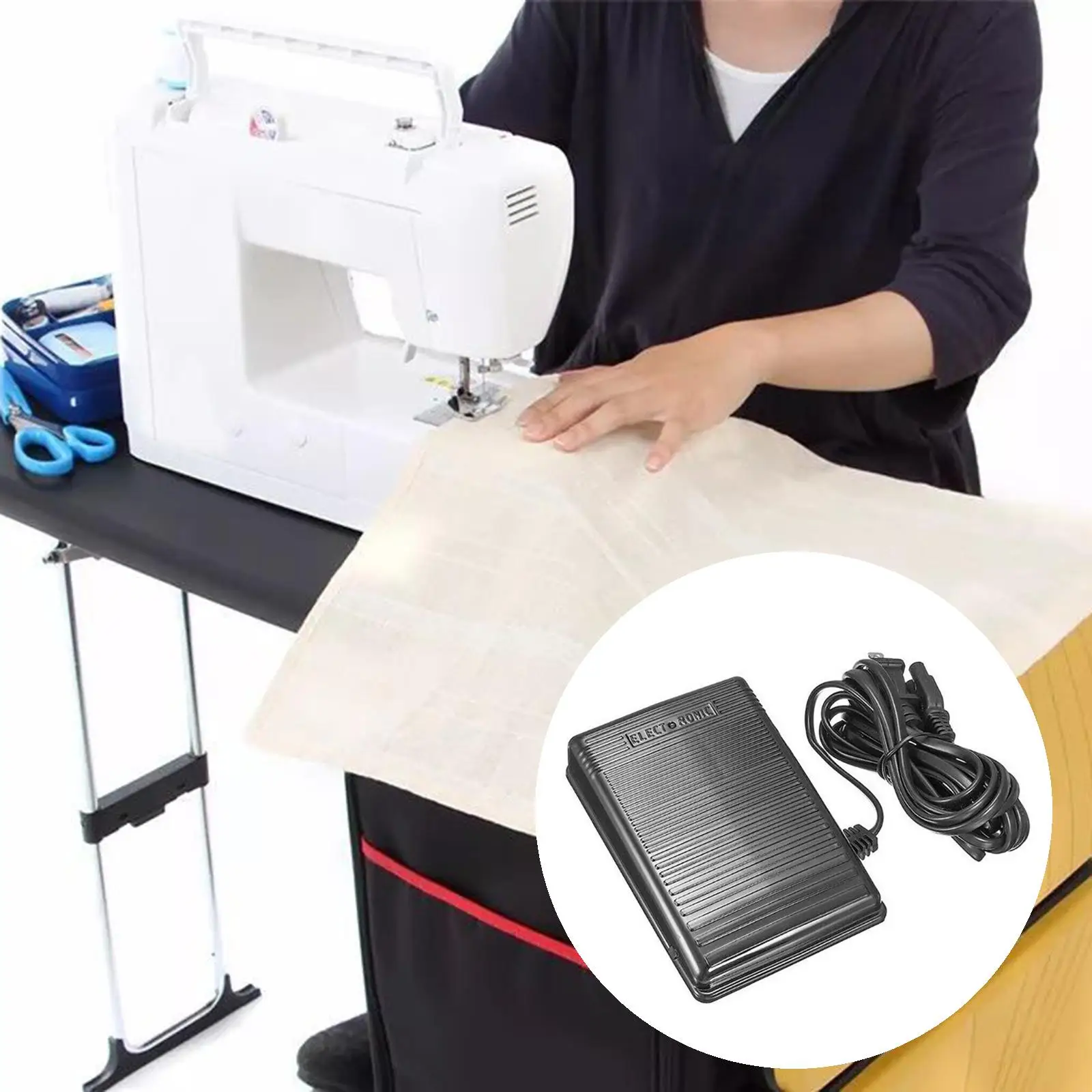 Foot Switch, Replacement Foot Pedal Controller Switch Home Samll Sewing Machine Control with 2Meter Cord Cable