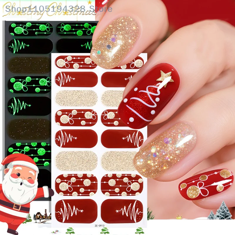 [MP] Adesivi per unghie con copertura completa luminosa natalizia Serie Fiocco di neve Decalcomania per unghie Donne Autoadesive Manicure Designer Nail Art Stick