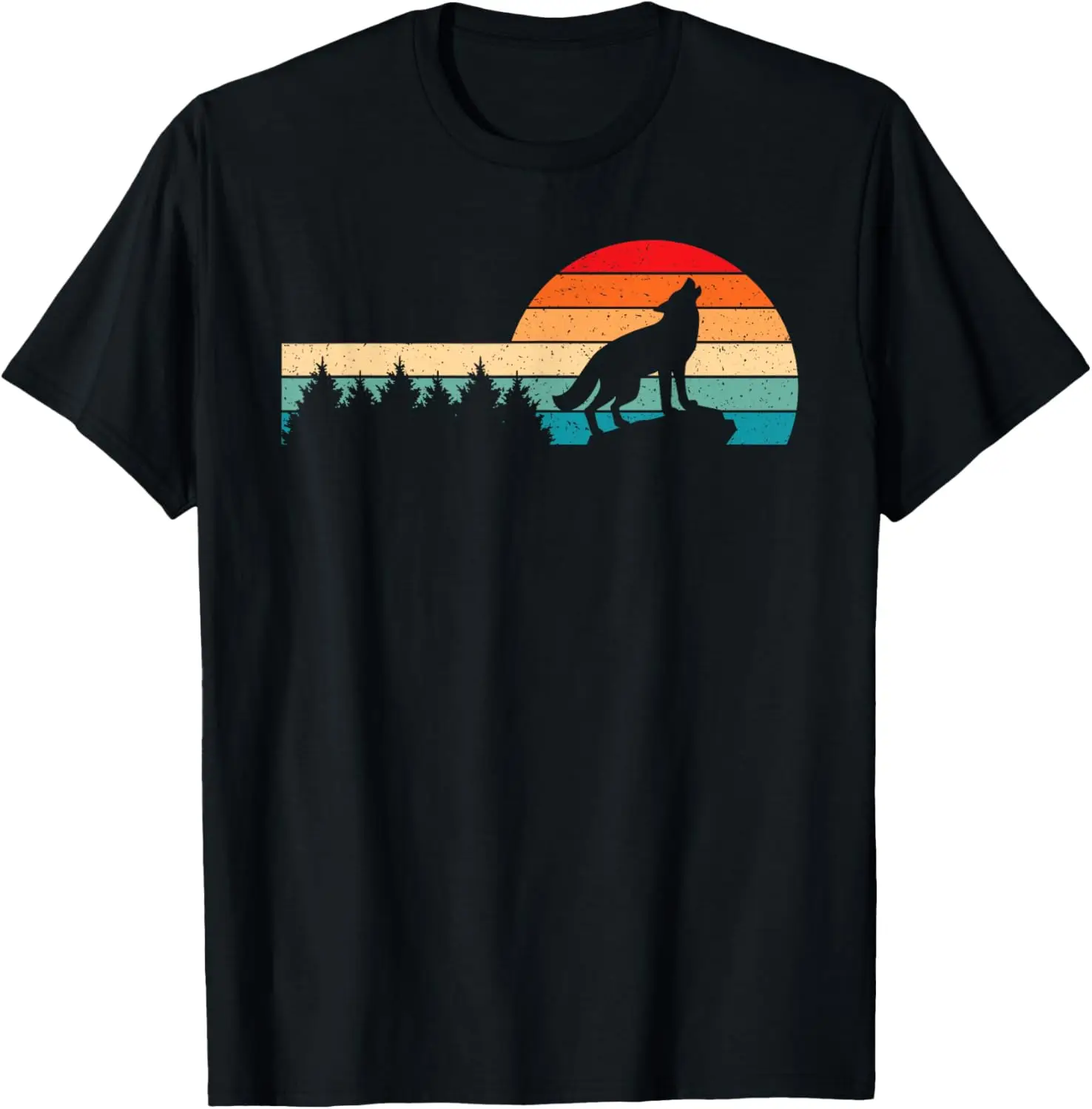 

Retro Wolf Forest Print Wild Animal Wilderness Wolves T-Shirt