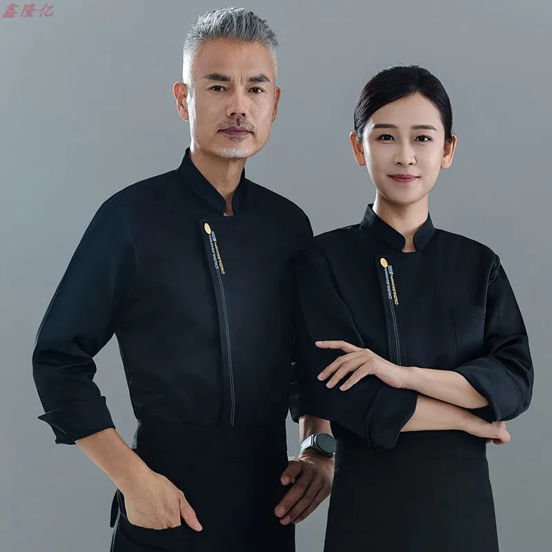 Catering Restaurant Keuken Werkuniform Westers restaurant met lange mouwen Cake Shop Ober Herfst Wit Chef-kokuniform