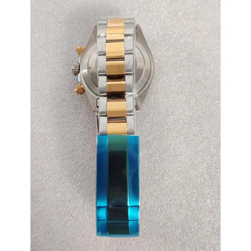 Cassa per orologio da 39 mm + cinturino per orologio per movimento al quarzo VK63 Set di cinturini per orologi con cassa in oro argento con fondo solido in acciaio inossidabile 316L