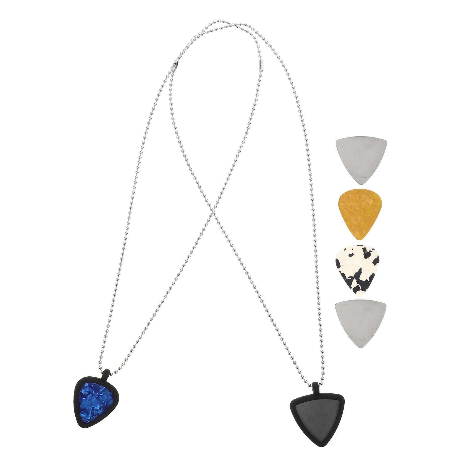 

1 set 1 Set Guitar Pick Holder Necklace Silicone Dual Sided Handsfree Storage For Ukulele Electric Bass Guitarists Accessories