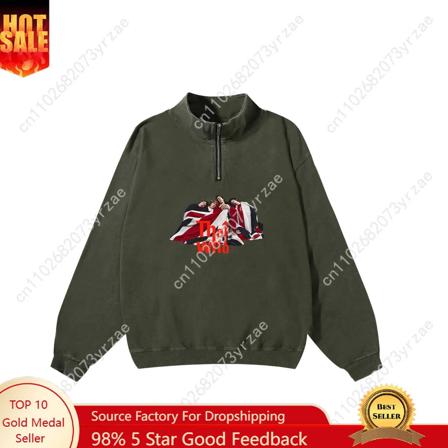 

The Who Retro Sweatshirt Men Women Teenager Vintage Pullover Half Zipper Sweat Shirt Personalized Long Sleeve Shirt Custom Tops