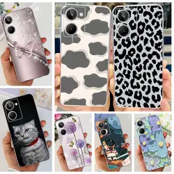 Soft Cover For Realme 10 2022 Case RMX3630 Leopard Print Flowers Clear Back Shell Coque For Realme 10 Pro+ Pro Plus Soft Silicon