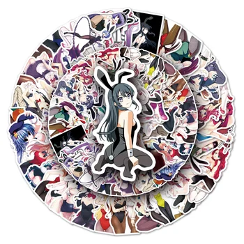 61 pièces Hentai Anime Sexy filles autocollants pour adulte bricolage ordinateur portable bagages moto voiture Waifu autocollants Graffiti décalcomanies jouet cadeau