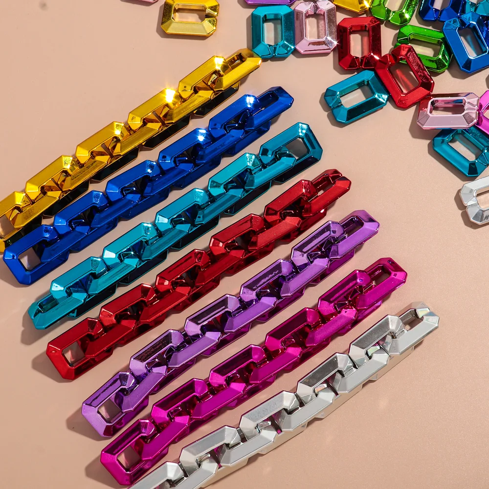 20 Stück Metallic-Farben-Acryl 21 x 28 mm quadratische Ringe Gliederkettenperlen für Armband, Halskette, Ohrringe, Herstellung von DIY-Schmuckzubehör