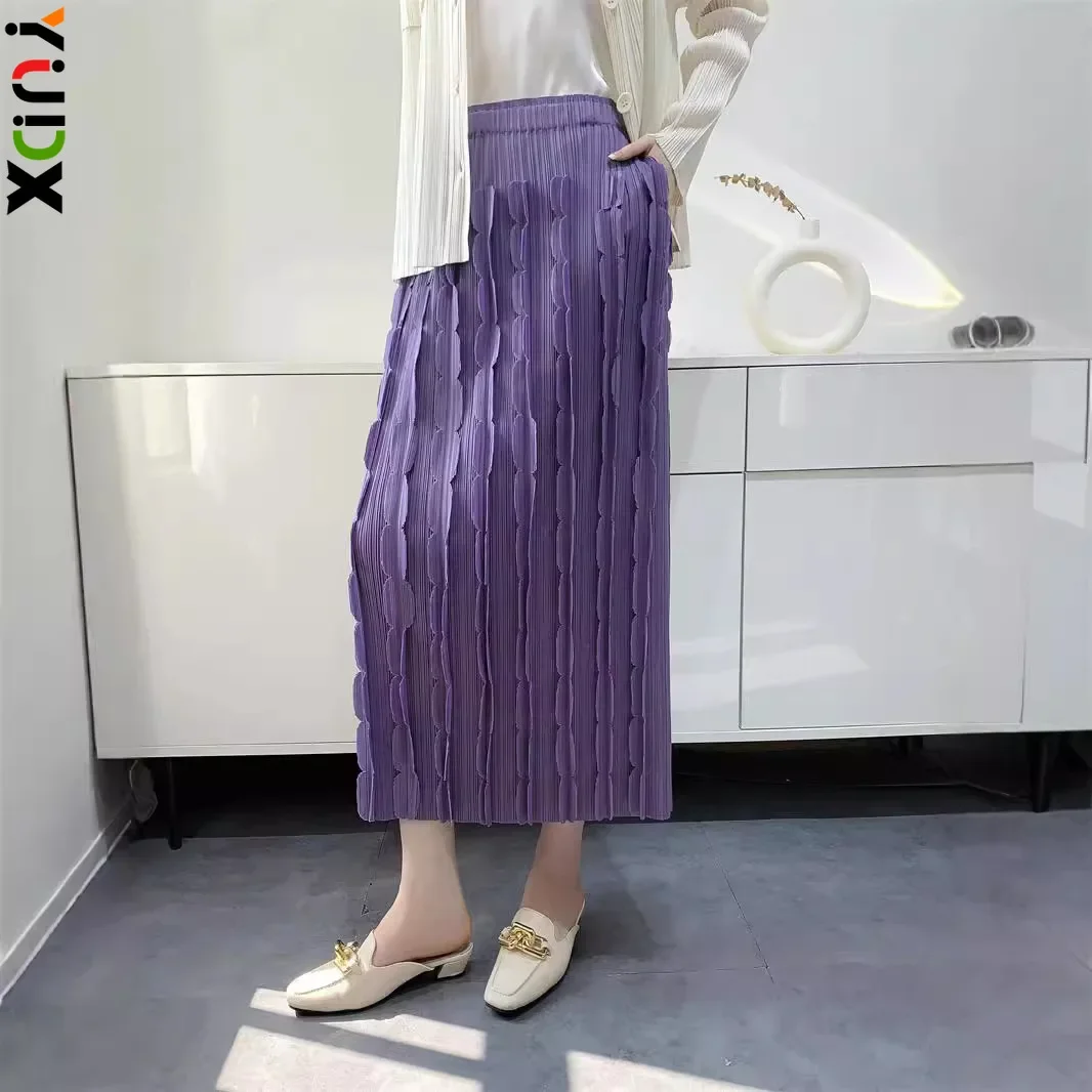 

Women's Half Skirt Patch Stereoscopic Decoration Comfortable Casual Pleated Skirts Fashion Solid Color Design 2024 Autumn New