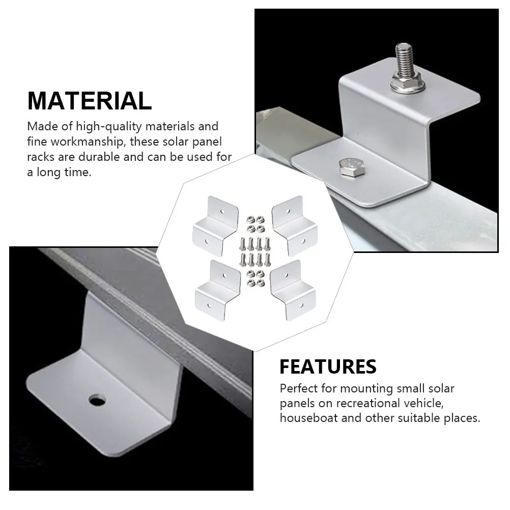 

4pcs Rack Panel Rack Durable Aluminum Mount Brackets for RV Solar Panel Mounted Bracket Boat Small Panels Long Life