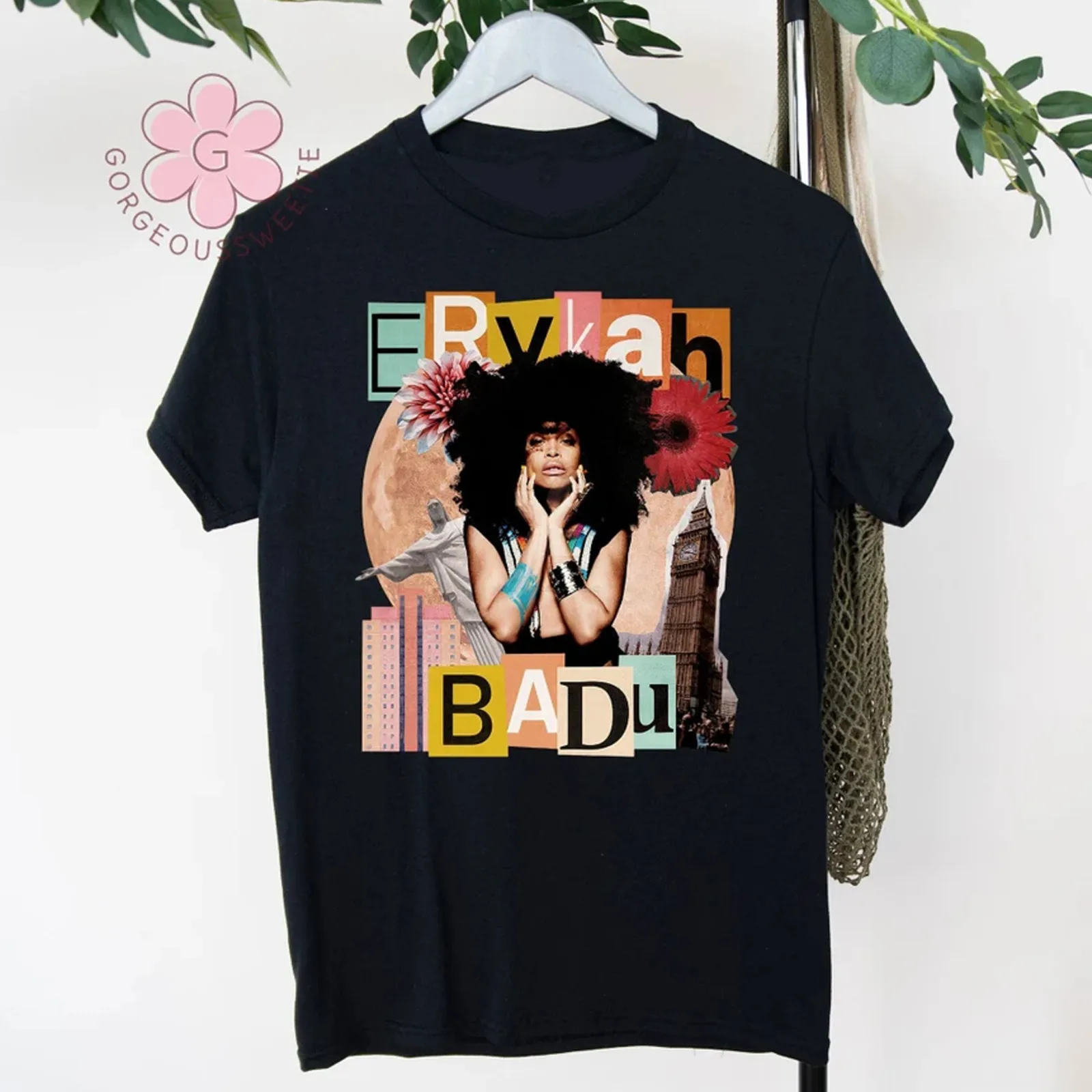 

Футболка с рисунком Erykah Badu, черная футболка с коротким рукавом унисекс от S до 5XL 1F827