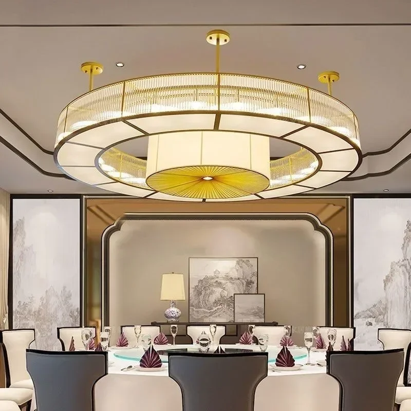 New Chinese-style living room crystal chandelier round hotel clubhouse box light villa restaurant private room sales