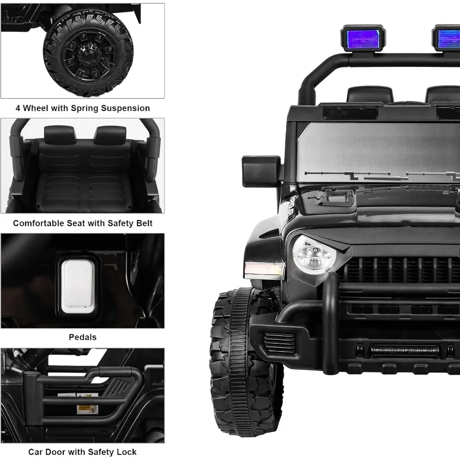 Ruedas eléctricas para paseo en coche de 12V con vehículos eléctricos con Control remoto para padres para niños y niñas todoterreno con batería