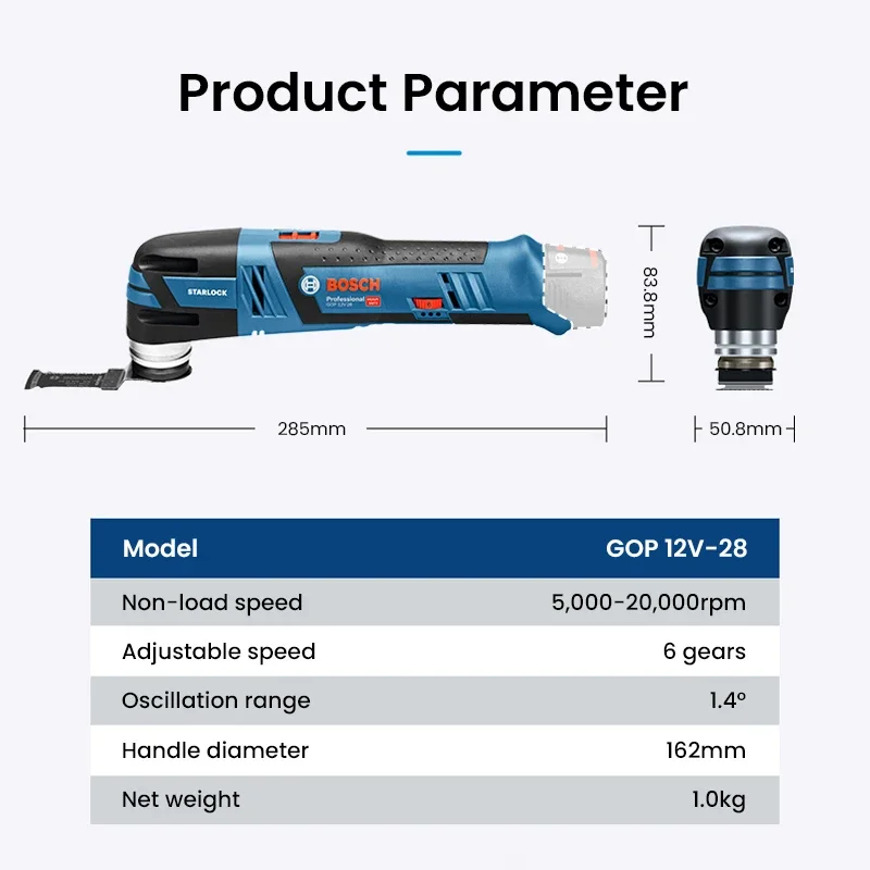 BOSCH GOP 12V-28 Cordless Oscillating Multi-Tools Bare Tool 6 Gears Electric Cutter Grinding Machine Brushless Carpentry Tools